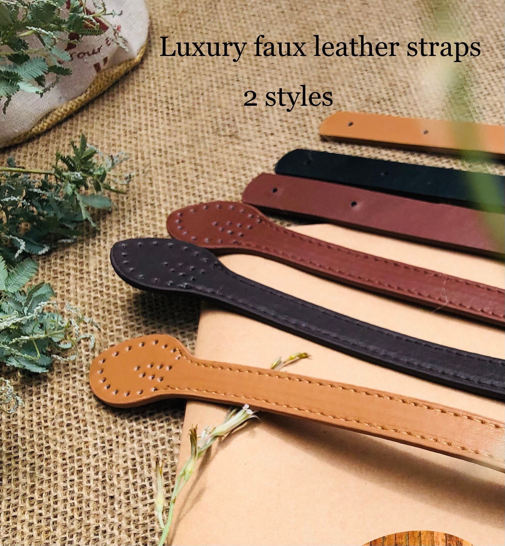 Wento 1pcs 43''-49'' Dark Brown Faux Leather Straps Adjustable Bag  Strap,Soft Vinyl Leather Shoulder Straps,Replacement Cross Body Purse