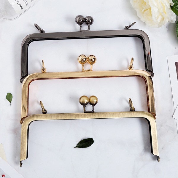 20.5cm metal kiss lock frames, square metal purse frames, gold clutch locks, black metal kiss locks, bronze purse frames,