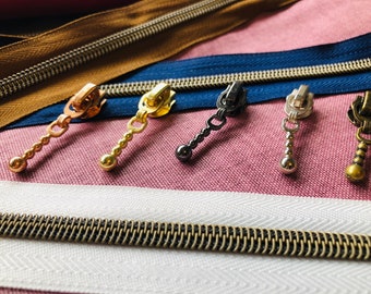 Kralen ritstrekkers, 5 ritsgeleiders voor nylon ritstapes A3bl