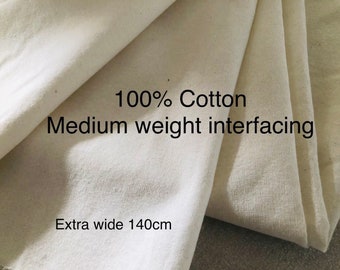 Fusible cotton interfacing, 100% cotton medium weight woven interfacing, iron on interfacing for bag and clothes making