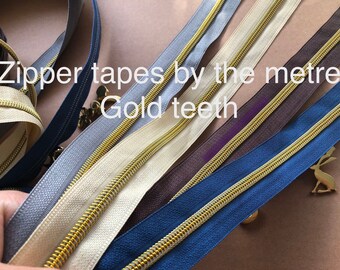 Gold teeth size 5 zipper tapes, nylon zipper tape by the meter, coil  zipper tapes, zipper tapes for bag making, clothes