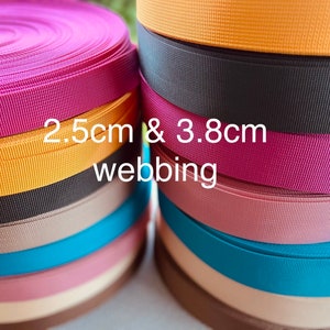 3m rolls of plain polyester webbing - 2.5 cm and 3.8cm DWS image 1