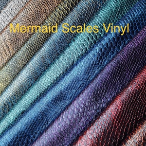 Mermaid scales  embossed vinyl, metallic faux leather, synthetic leather, Vegan Pleather F1