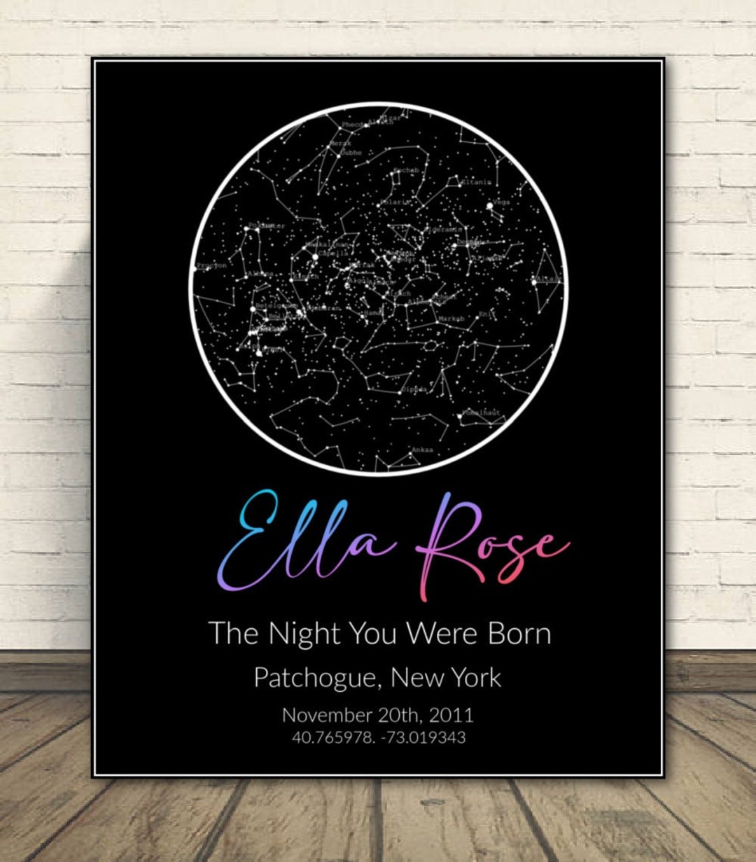 Star Map Custom Print, Birth, Nursery Print, New Baby Night Sky Print ...