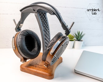 Personalised Wooden Headphone Stand, Hi Fi headphones, Gift for Music lover, Fathers Day, Dad Gift, Christmas Gift, ideal for home studio