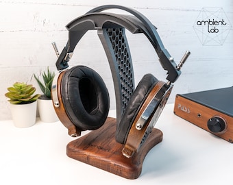 Audiophile Wooden Headphone Stand, Hi Fi headphones, Gift for Him Her, Music, Fathers Day, Dad Gift, Christmas Gift, ideal for home studio