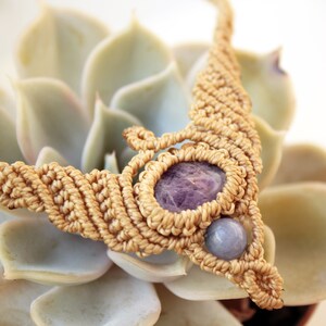 Collar Macramè con amatista y jade de lavanda, collar de mujer, joyas macramè, precioso collar de piedra, Tullipano