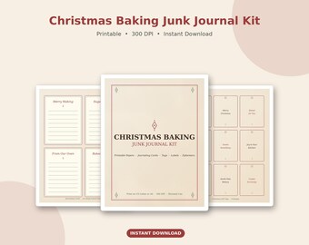 Christmas Baking Junk Journal Kit | Printable Holiday Ephemera, Christmas Gift Tags, Vintage Cookie Exchange Papers, Digital Download