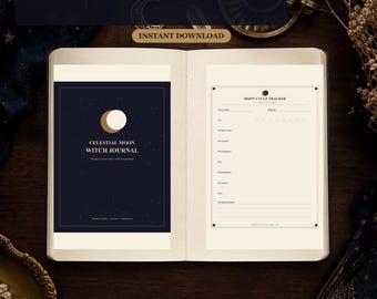 Moon Journal Printable & Tarot Planner PDF, 100 Page Moon Calendar, Lunar Phase Tracker, Witch Grimoire, Ritual and Shadow Work Journal