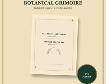 Botanical Grimoire Deluxe 150 Page Junk Journal Kit | Herbal Witch Book of Shadows, Dark Academia Printable Ephemera PDF