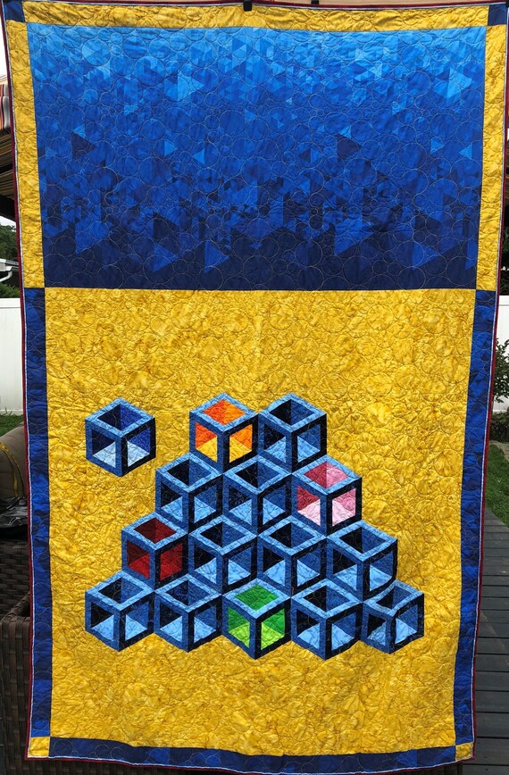 TWIN SIZE QUILT - 3-D Cubes - Tumbling Blocks
