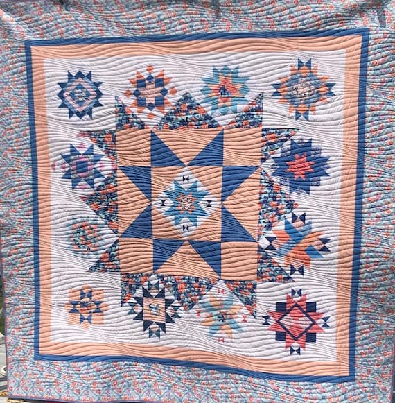King Size Quilt Peachy Blue