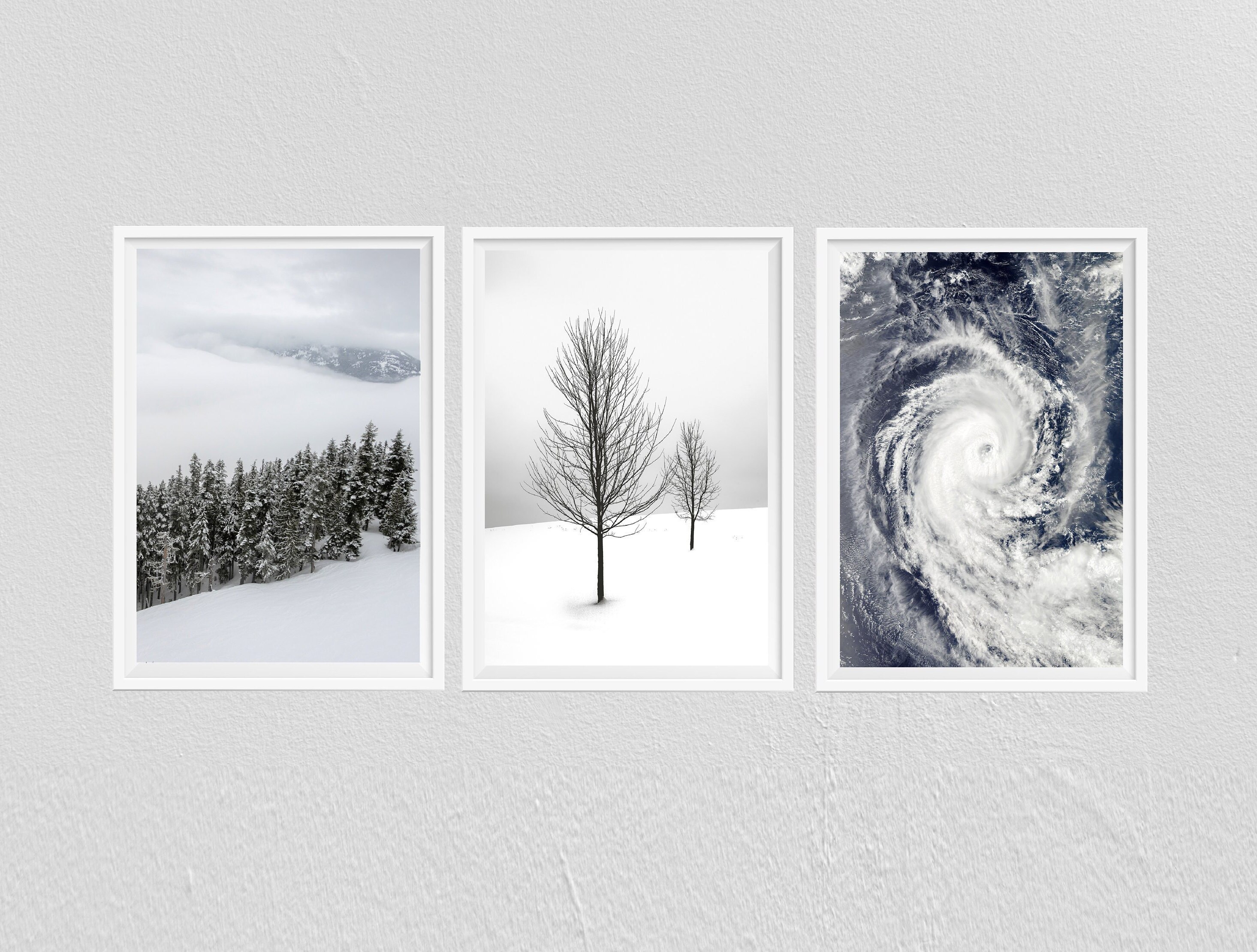 Winter Wall Art Set Snow Trees Forest Nature Poster Winter Etsy