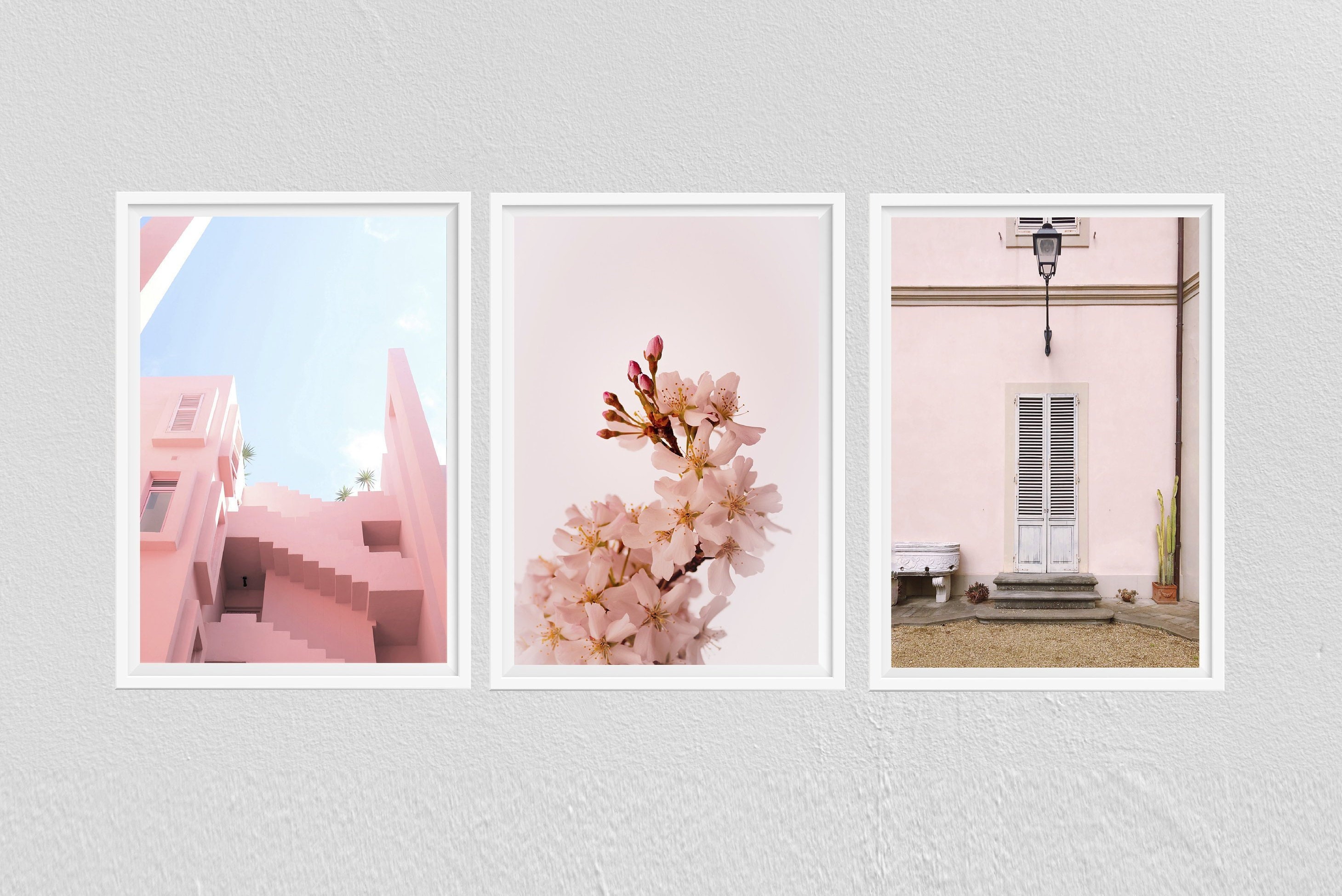 Pink Print Set of 3 Home Decor Printable Wall Art Large