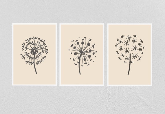 Dandelion Wall Art Print Set of 3 Dandelion Prints | Etsy