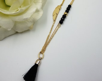 Feather and tassel necklace