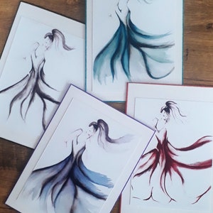 Carte de danse femme, peinture de danseuse, carte de danseuse, carte de voeux de danseuse, peinture de danseuse, carte d'anniversaire de danseuse, carte de voeux, paquet de cartes,
