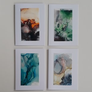 Tarjeta de tinta con alcohol, tarjeta de arte abstracto, paquete de tarjetas de felicitación, tarjetas de felicitación hechas a mano, paquetes de tarjetas bonitas, tarjetas de felicitación, tarjetas de notas coloridas