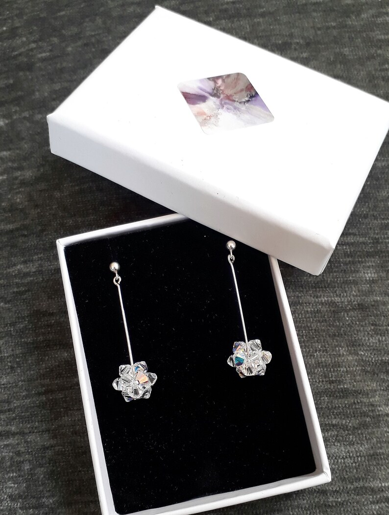 Swarovski Crystal Ball Drop Earrings Long Dangly Drop Etsy
