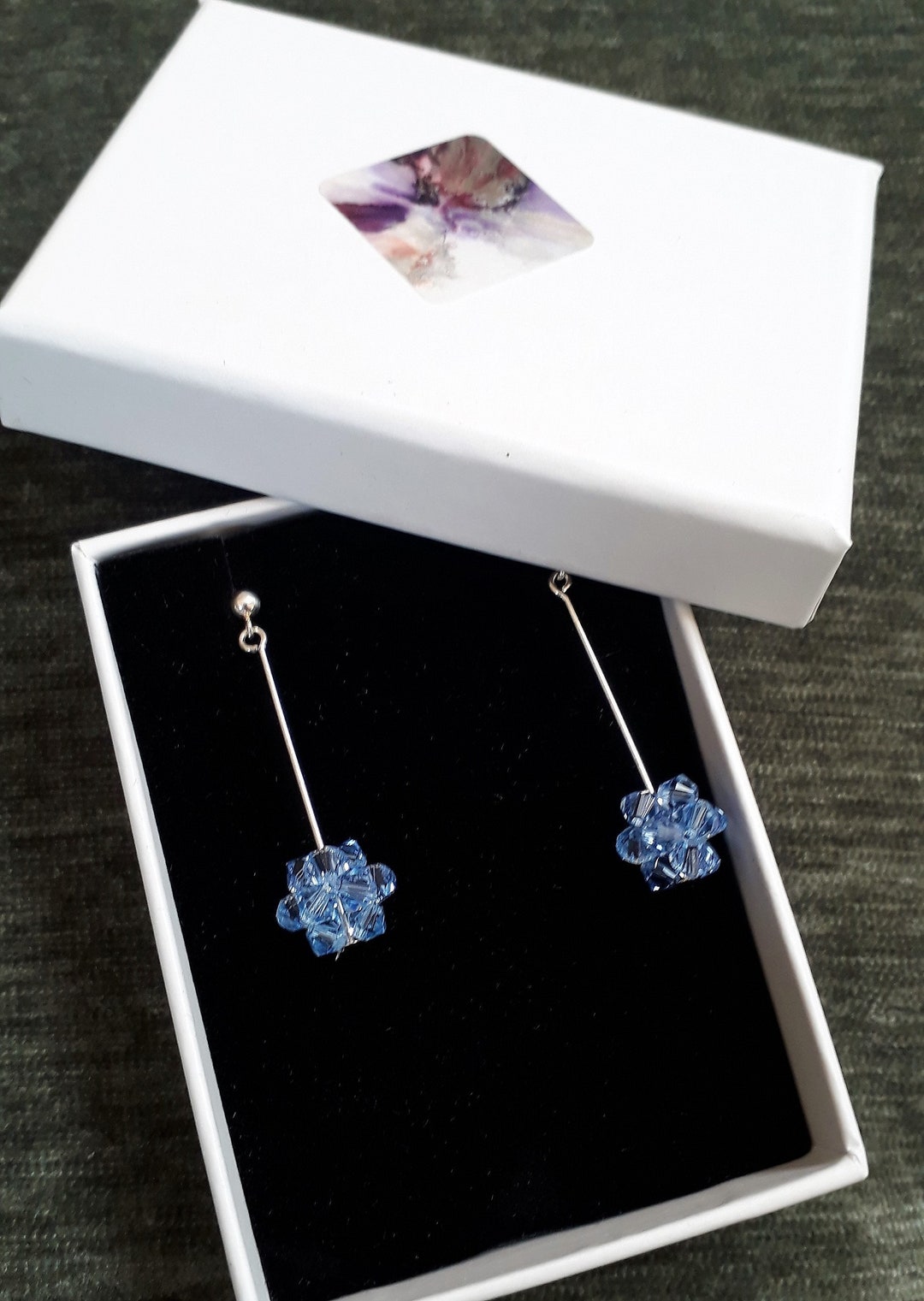 Swarovski Crystal Ball Drop Earrings Long Dangly Drop Etsy