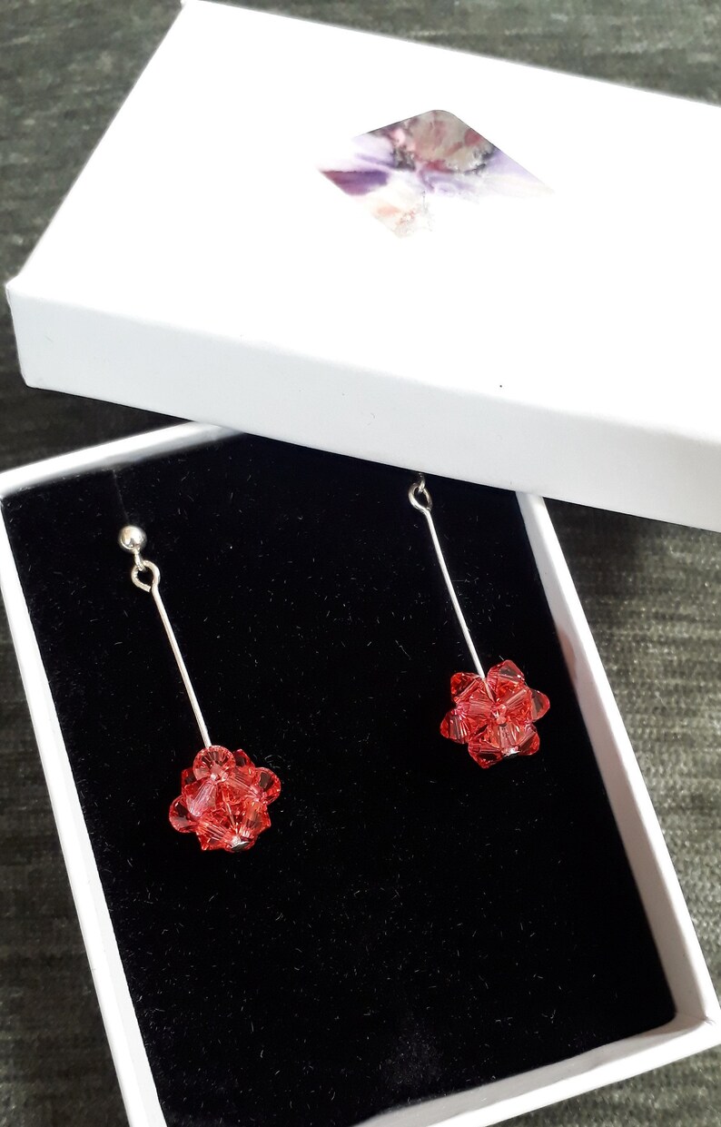 Swarovski Crystal Ball Drop Earrings Long Dangly Drop Etsy