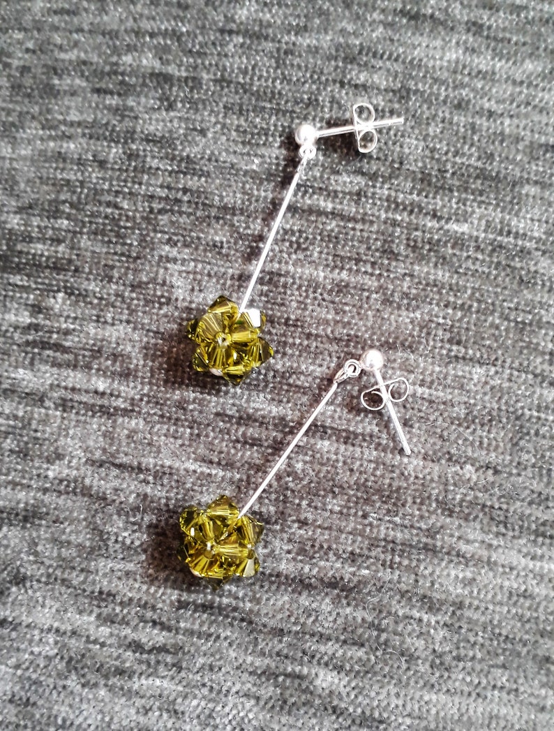 Swarovski Crystal Ball Drop Earrings Long Dangly Drop Etsy