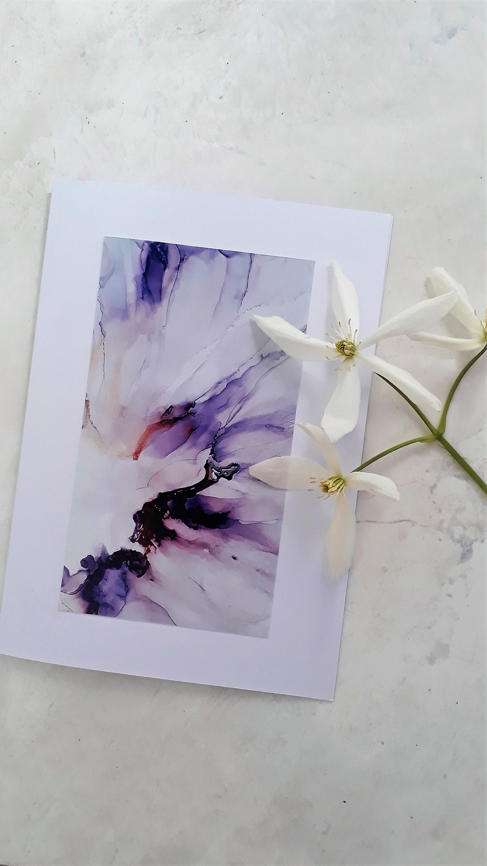 Alcohol Ink Flower Art Cards: Abstract Greetings Card Set - Etsy