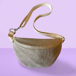 Bauchtasche Cord beige | vegane Gürteltasche aus Stoff | kleine Umhängetasche Damen | praktische Festivaltasche | Hüfttasche mit Innenfach