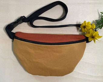 Bum bag YUNUS / belt bag / hip bag / bumbag / inner compartment with zipper / handmade / festival bag / mixed colors / mustard pumpkin