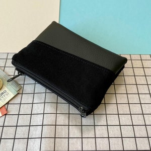 Geldbörse mit Kartenfach und Münzfach kleiner Geldbeutel schwarz zwei Fächer Portemonnaie Damen Brieftasche Herren Handmade Portmonee JULE