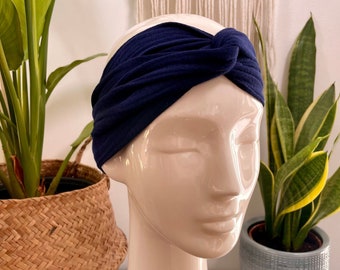 Muslin hairband for self-tying blue Leo turban hairband knot hairband yoga accessory festival hairband hairstyle handmade gift