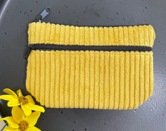 Purse MALTE / wallet / purse / exchange / 2 compartments / gift / purse / wunnermooi / handmade / corduroy / sunflower / yellow