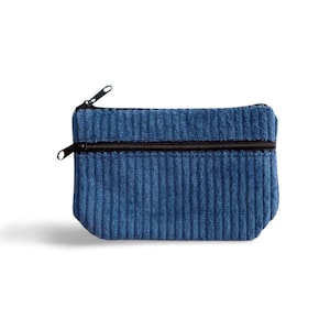 Geldbörse mit Kartenfach | kleiner Geldbeutel Cord blau | flaches Portemonnaie Damen | Herren Brieftasche viele Karten |Geschenk handgemacht