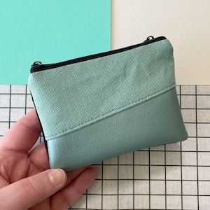 Portemonnaie für Karten und Bargeld | Geldbörse aus Stoff & Kunstleder | kleiner Geldbeutel mit Kartenfach | Farbauswahl schwarz-mint-blau
