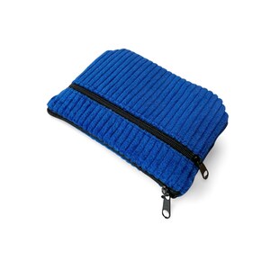 Geldbörse mit Kartenfach | kleiner Geldbeutel Cord blau | flaches Portemonnaie Damen | Brieftasche viele Karten |handgemachtes Geschenk Frau