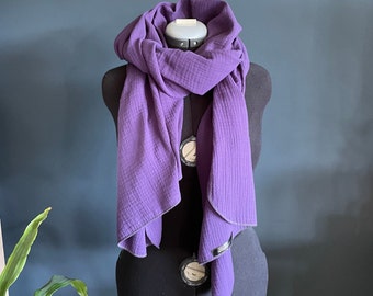 Scarf muslin purple long cloth 100% cotton long muslin scarf soft scarf cuddly handmade gift all seasons wunnermooi