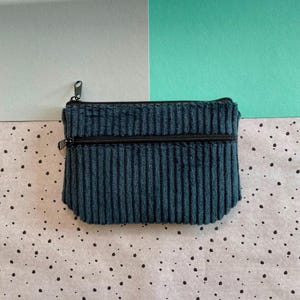 kleine Geldbörse mit Kartenfach Herren Brieftasche mit Reißverschluß handgemachtes Geschenk Portemonnaie Damen Geldbeutel Cord Stoff vegan