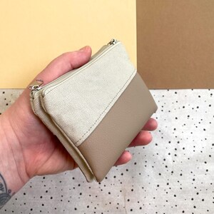 Portemonnaie beige praktischer Geldbeutel mit Kartenfach und Münzfach vegane Geldbörse kleines Portmonee zwei Fächer handgemachtes Geschenk
