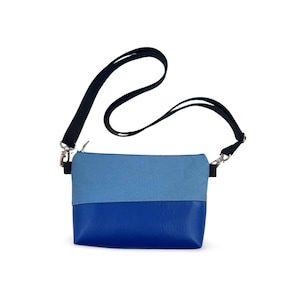 Umhängetasche mit Innenfach blau royalblau kleine Handtasche Damen breiter Gurt Party Tasche Handmade Geschenk Crossbodybag wunnermooi LILLI