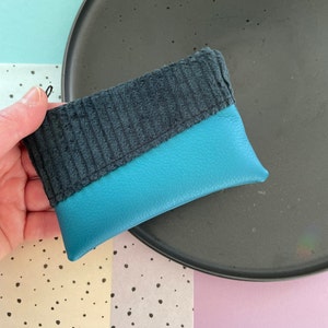 Geldbörse Mini mit extra Kartenfach | veganer Geldbeutel klein mit Reißverschluss | kleines Damen Portemonnaie | Herren Brieftasche flach