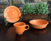 Vintage Fiestaware Tangerine Dinnerware Pieces Homer Laughlin China Plates Teacups Bowls