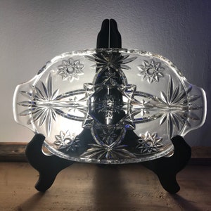 Anchor Hocking Early American Prescut Glass Divided Relish Tray