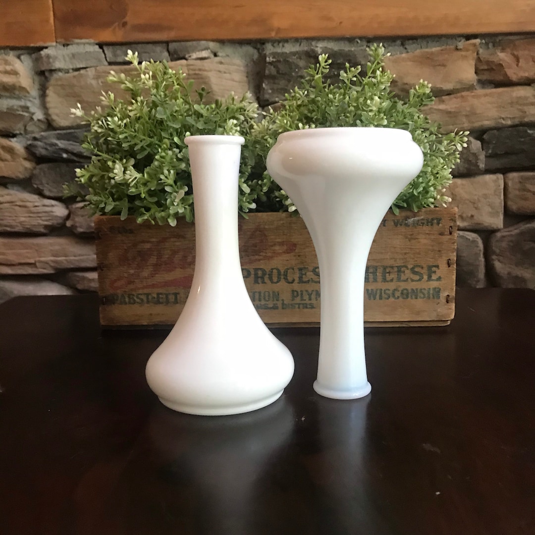 Vintage Randall Milk Glass Vases Ring of Fire Planters Etsy