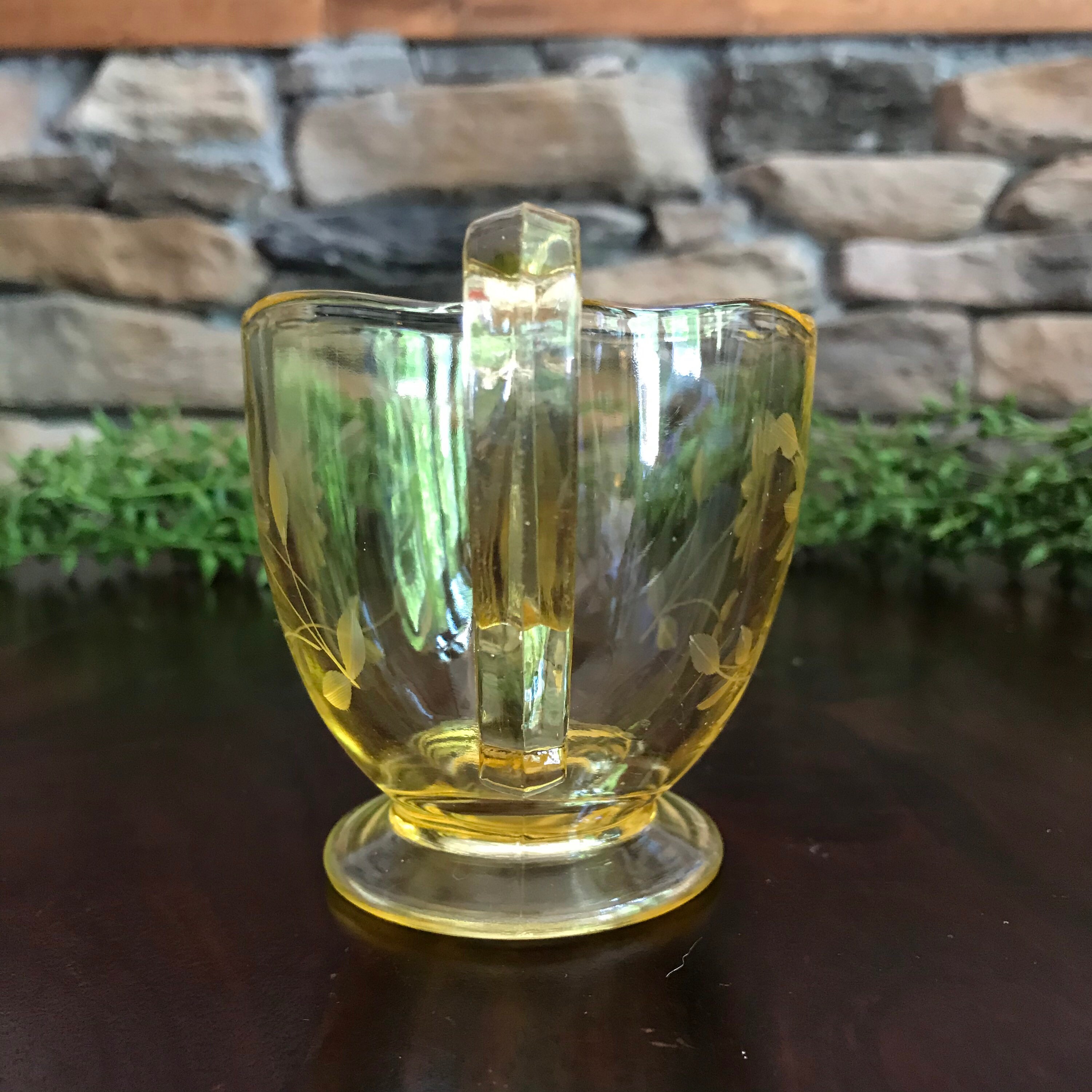 1930s Jubilee Yellow Open Sugar Bowl Lancaster Glass Etsy