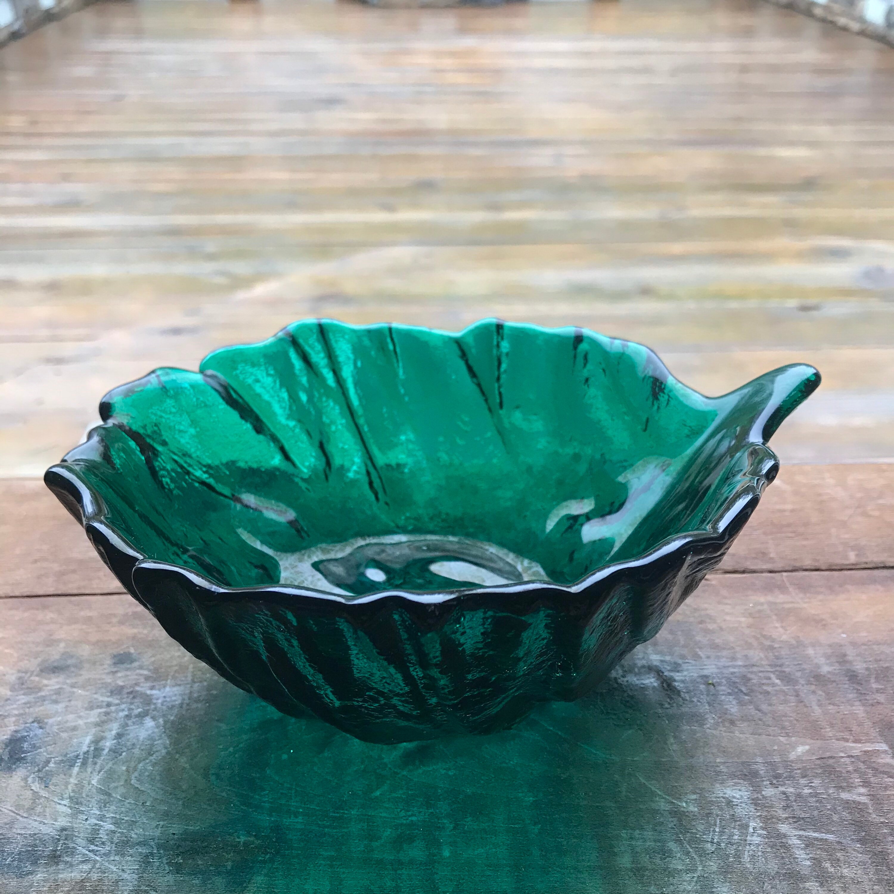 Blenko Cabbage Bowl 838 Emerald Clover Green Leaf Art Etsy