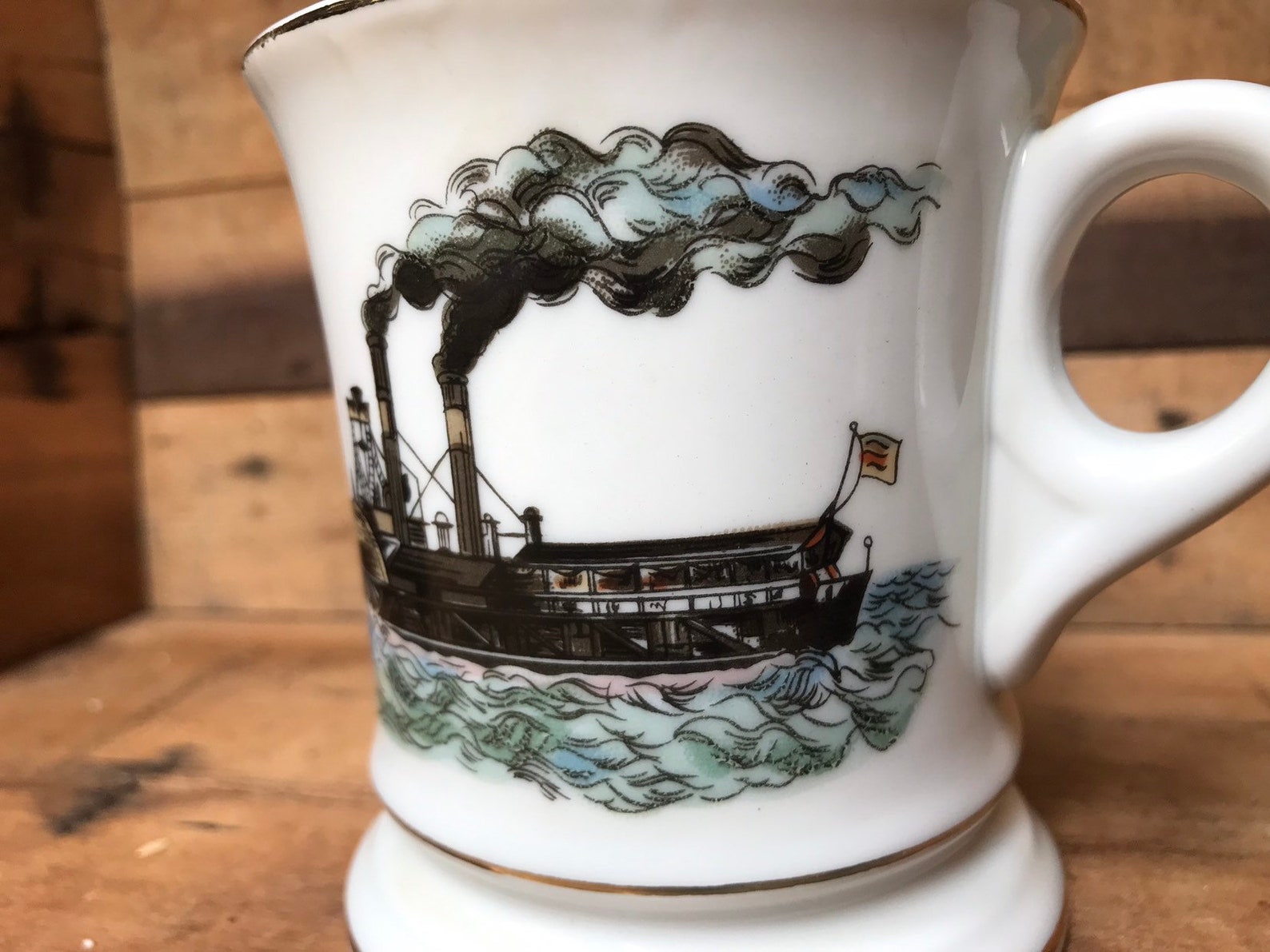 Vintage Mens Barber Shaving Mug Steamboat Grooming Cup Etsy