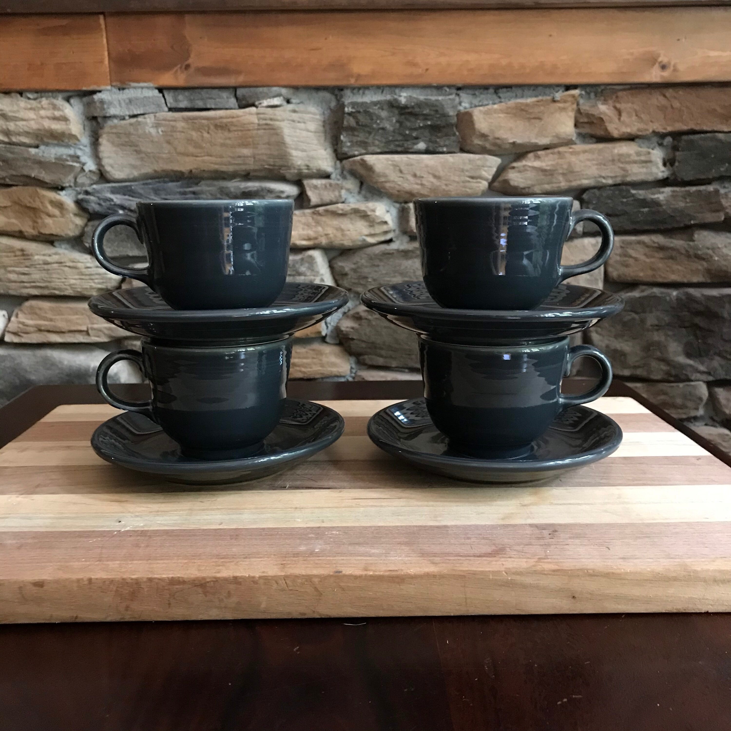 Slate Fiestaware Teacup and Saucer Gray Fiesta Etsy