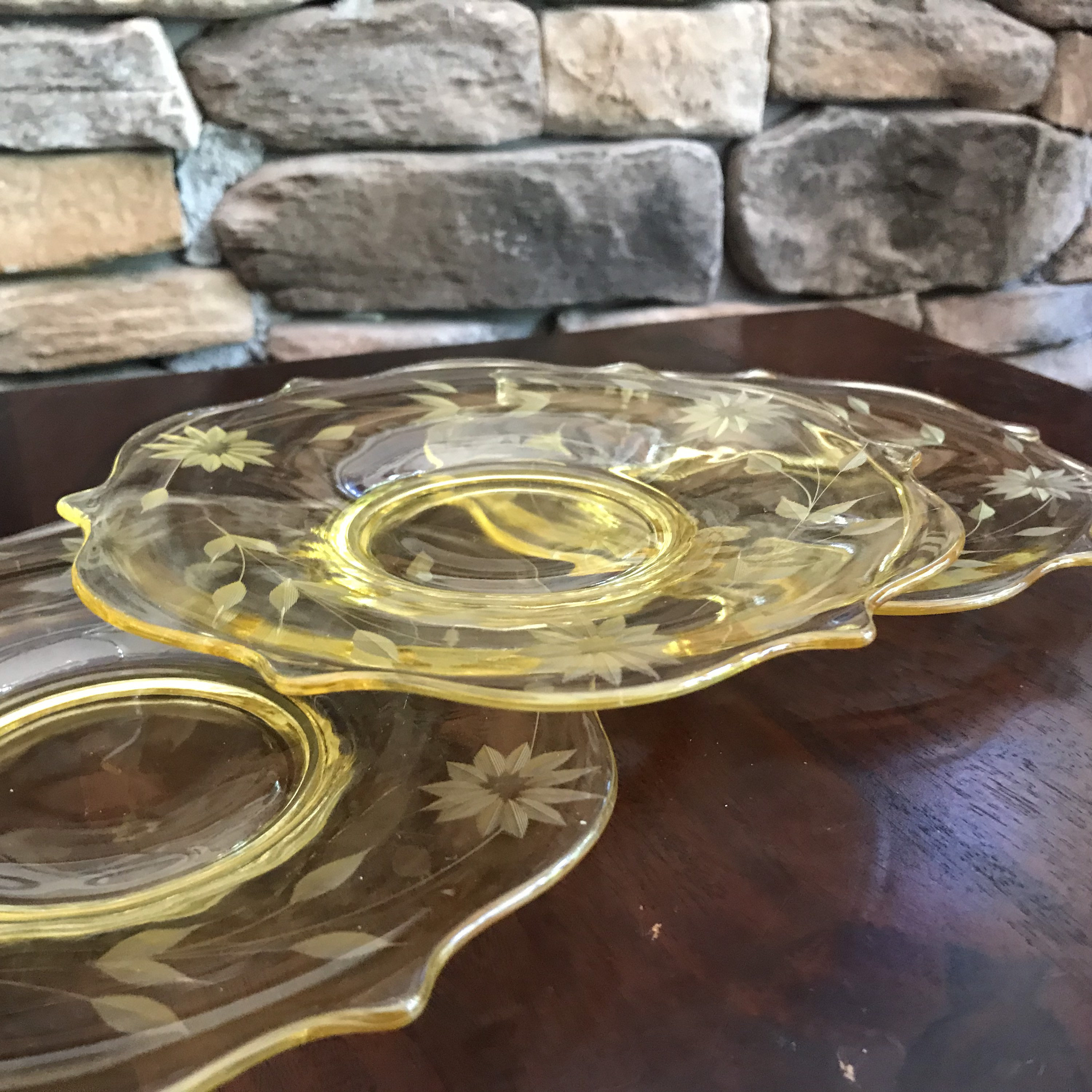 1930s Jubilee Yellow 7 Salad Plate Lancaster Glass Company Etsy