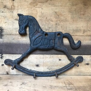 Cast Iron Rocking Horse Wall Mount | 4 Prongs | Nursey Kids Room | Farm