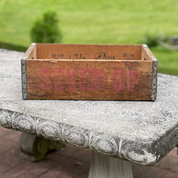 Vintage 1974 7up Wooden Crate | Fresh Up | Home Decor